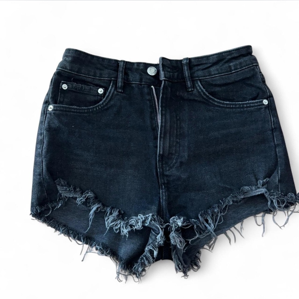 Zara Black Frayed Jean Shorts